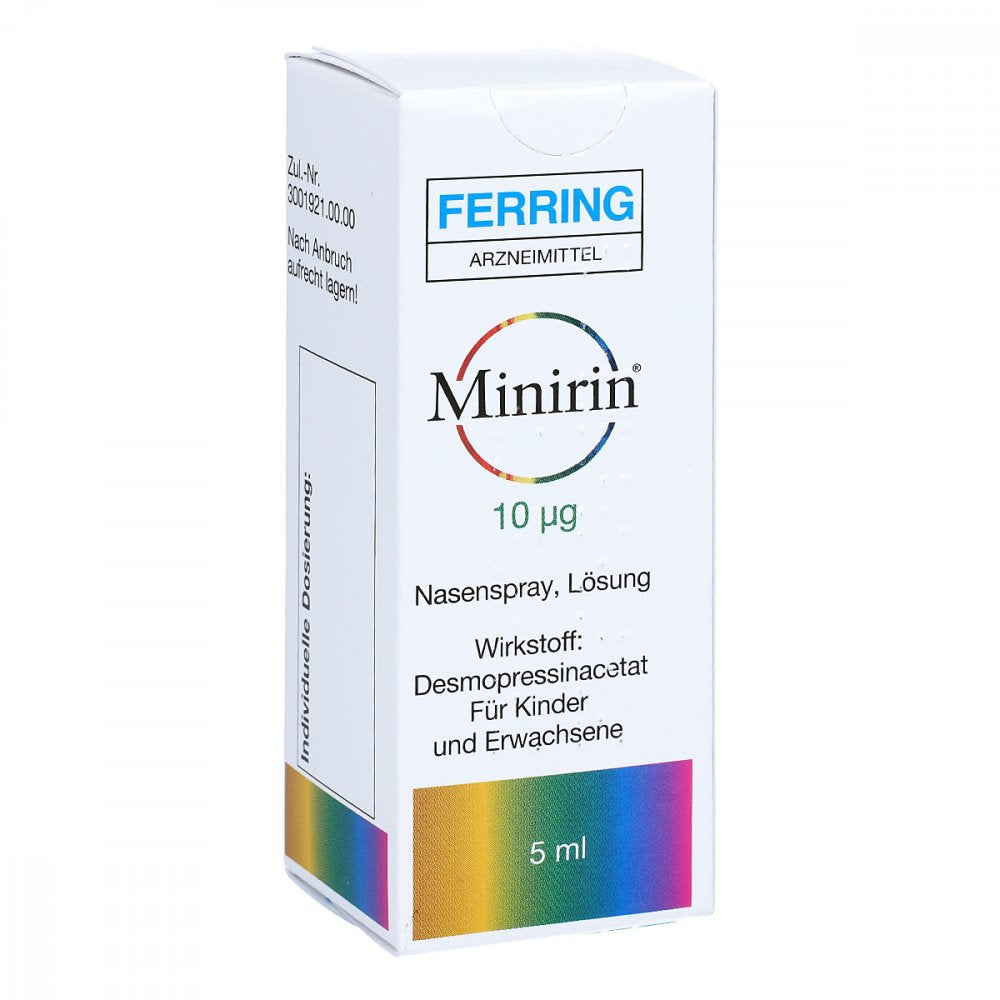 Das Produktfoto zeigt Minirin 10 Μg Nasenspray (5 ml) PZN 00253014