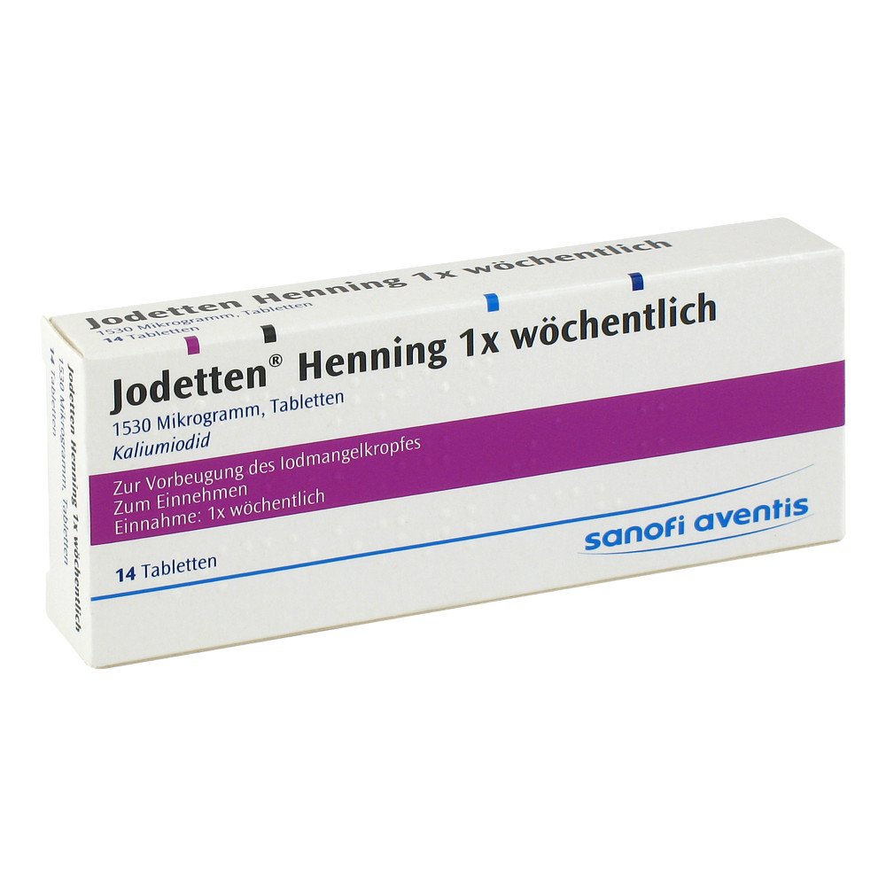 Das Produktfoto zeigt Jodetten Henning 1x Wöchentlich Tabletten (14 stk) PZN 00270998