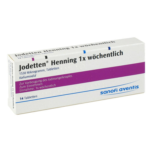 Das Produktfoto zeigt Jodetten Henning 1x Wöchentlich Tabletten (14 stk) PZN 00270998