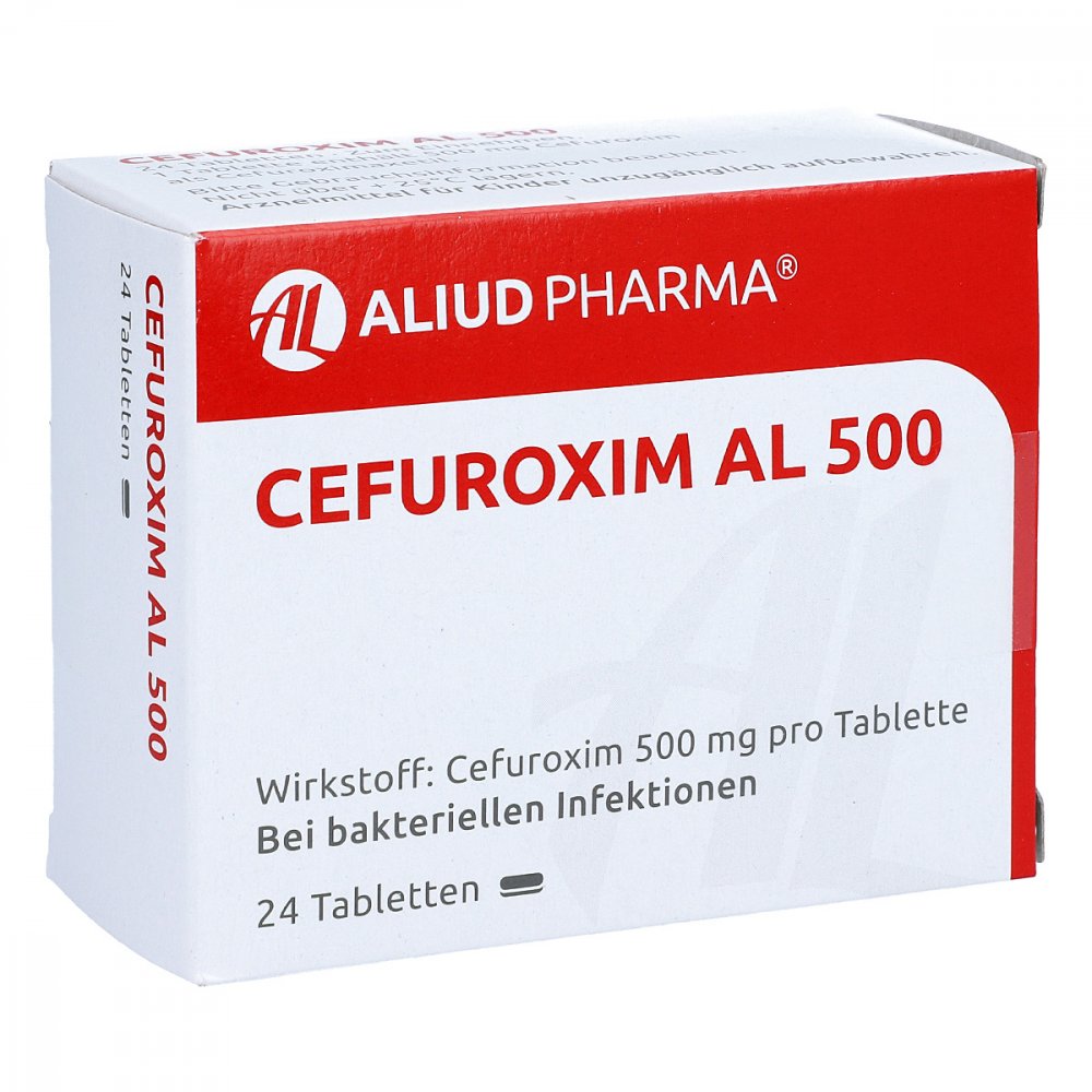 Das Produktfoto zeigt Cefuroxim Al 500 Tabletten (24 stk) PZN 00271348