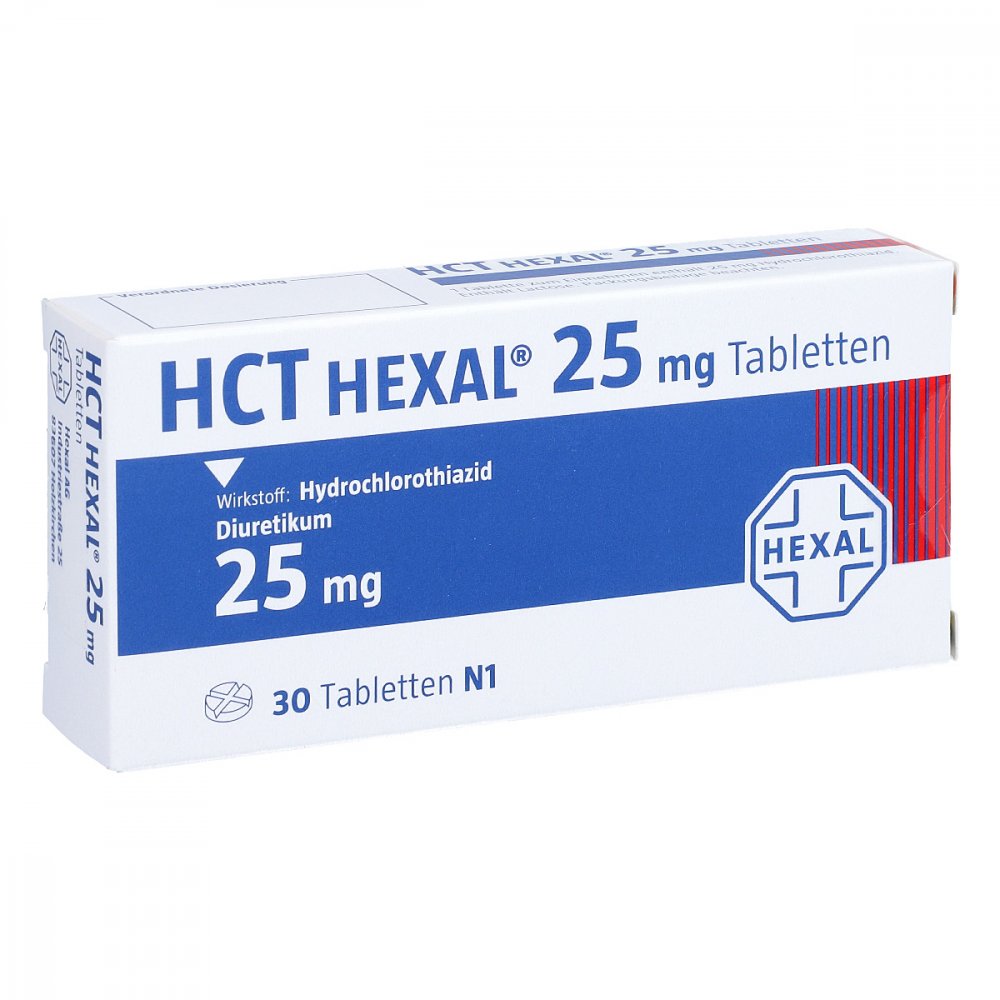Das Produktfoto zeigt Hct Hexal 25 Mg Tabletten (30 stk) PZN 00271851