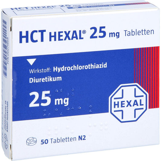 Das Produktfoto zeigt Hct Hexal 25 Mg Tabletten (50 stk) PZN 00271868
