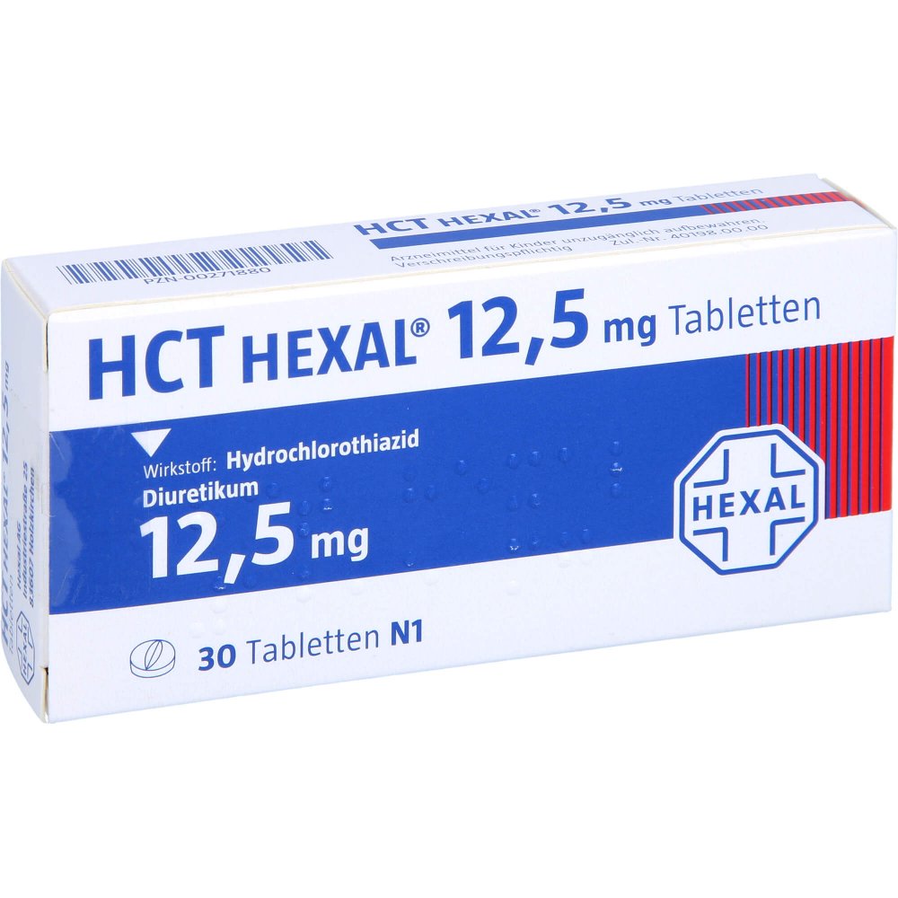 Das Produktfoto zeigt Hct Hexal 12,5 Mg Tabletten (30 stk) PZN 00271880