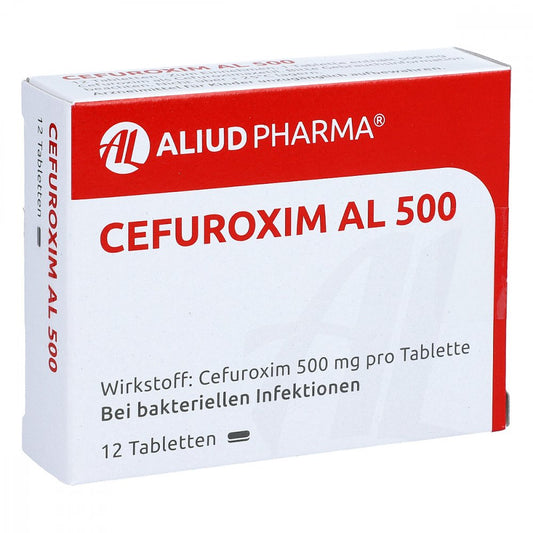 Das Produktfoto zeigt Cefuroxim Al 500 Tabletten (12 stk) PZN 00272201