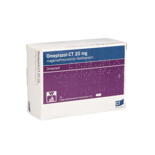 Das Produktfoto zeigt Omeprazol-Ct 20 Mg Hartkapseln Magensaftres. (30 stk) PZN 00272738