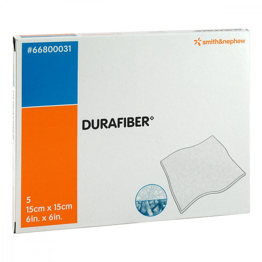 Das Produktfoto zeigt Durafiber 15x15 Cm Verband (5 stk) PZN 00283185