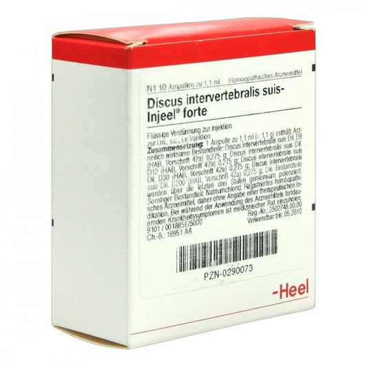 Das Produktfoto zeigt Discus Intervertebralis Suis Injeel Forte Ampullen (10 stk) PZN 00290073