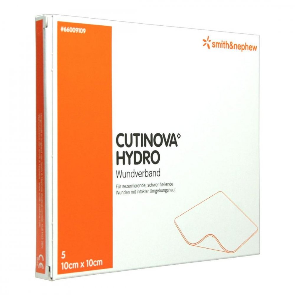 Das Produktfoto zeigt Cutinova Hydro 10x10 Cm Haftende Wundauflage (5 stk) PZN 00293516