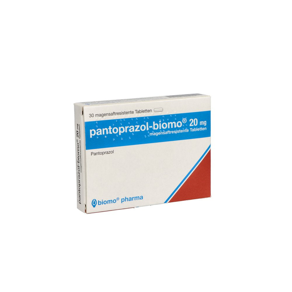 Das Produktfoto zeigt Pantoprazol-Biomo 20 Mg Magensaftres.Tabletten (30 stk) PZN 00294645