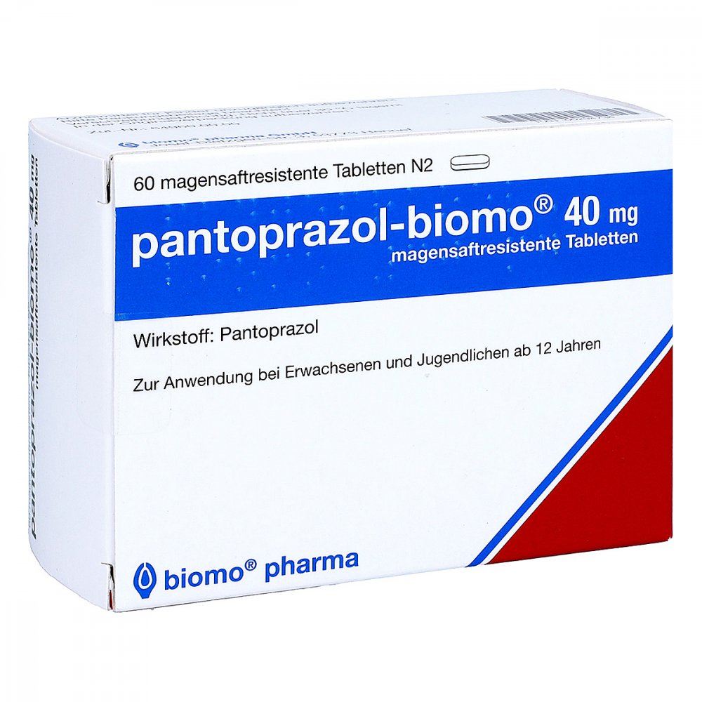Das Produktfoto zeigt Pantoprazol-Biomo 40 Mg Magensaftres.Tabletten (60 stk) PZN 00294734
