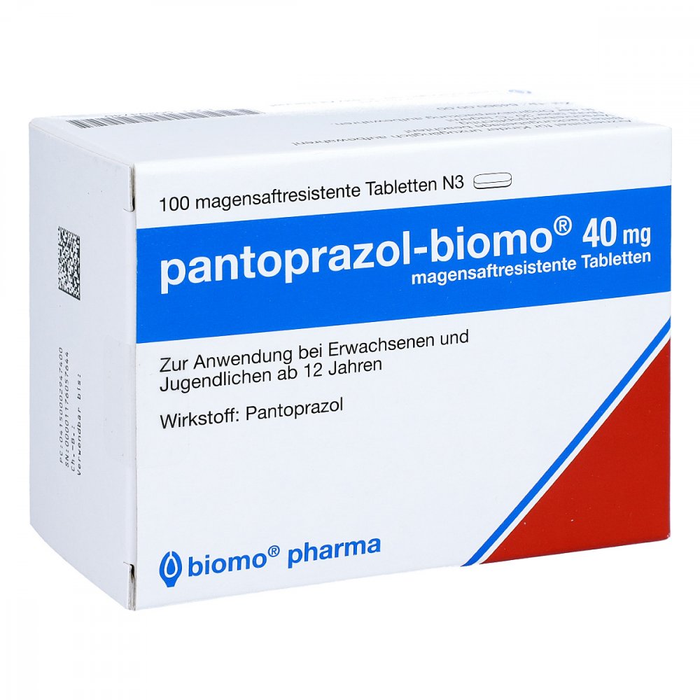 Das Produktfoto zeigt Pantoprazol-Biomo 40 Mg Magensaftres.Tabletten (100 stk) PZN 00294740