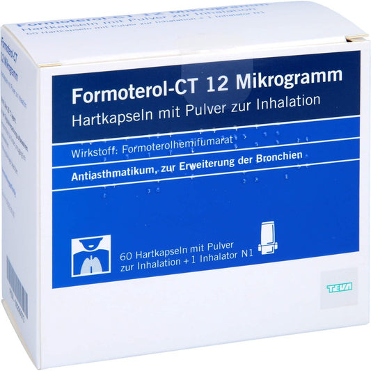 Das Produktfoto zeigt Formoterol-Ct 12 Mikrogramm Hartkps.M.Plv.Z.Inhal. (60 stk) PZN 00295573