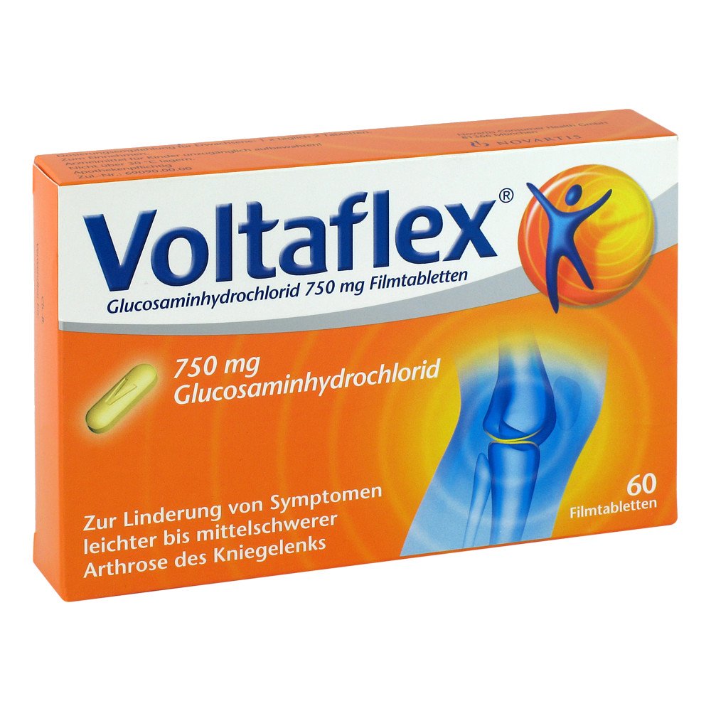 Das Produktfoto zeigt Voltaflex Glucosaminhydrochlor.750mg Filmtabletten (60 stk) PZN 00296029