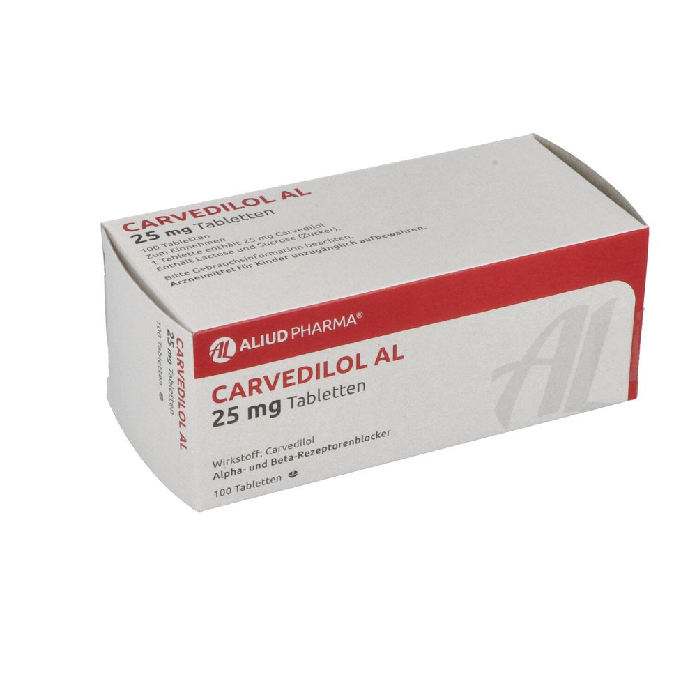 Das Produktfoto zeigt Carvedilol Al 25 Mg Tabletten (100 stk) PZN 00316217