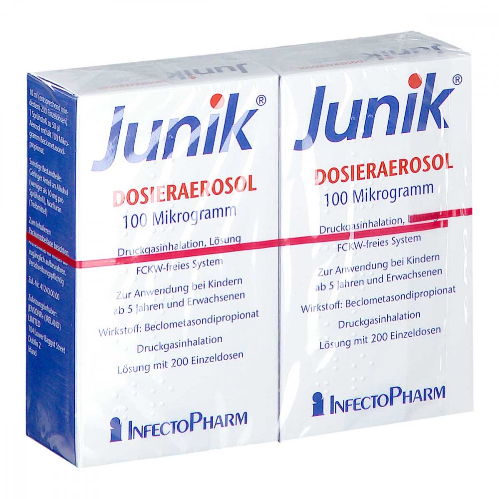Das Produktfoto zeigt Junik 100 Μg 200 Hub Dosieraerosol (2 stk) PZN 00323766
