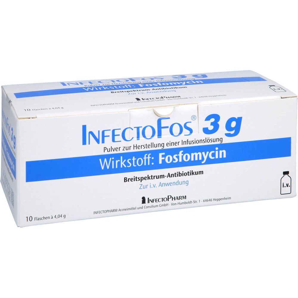 Das Produktfoto zeigt Infectofos 3 G Pulver Z.Herst.E.Infusionslösung (10X1 stk) PZN 00332765