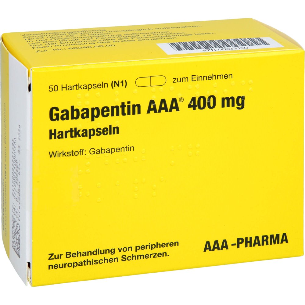 Das Produktfoto zeigt Gabapentin Aaa 400 Mg Hartkapseln (50 stk) PZN 00333150