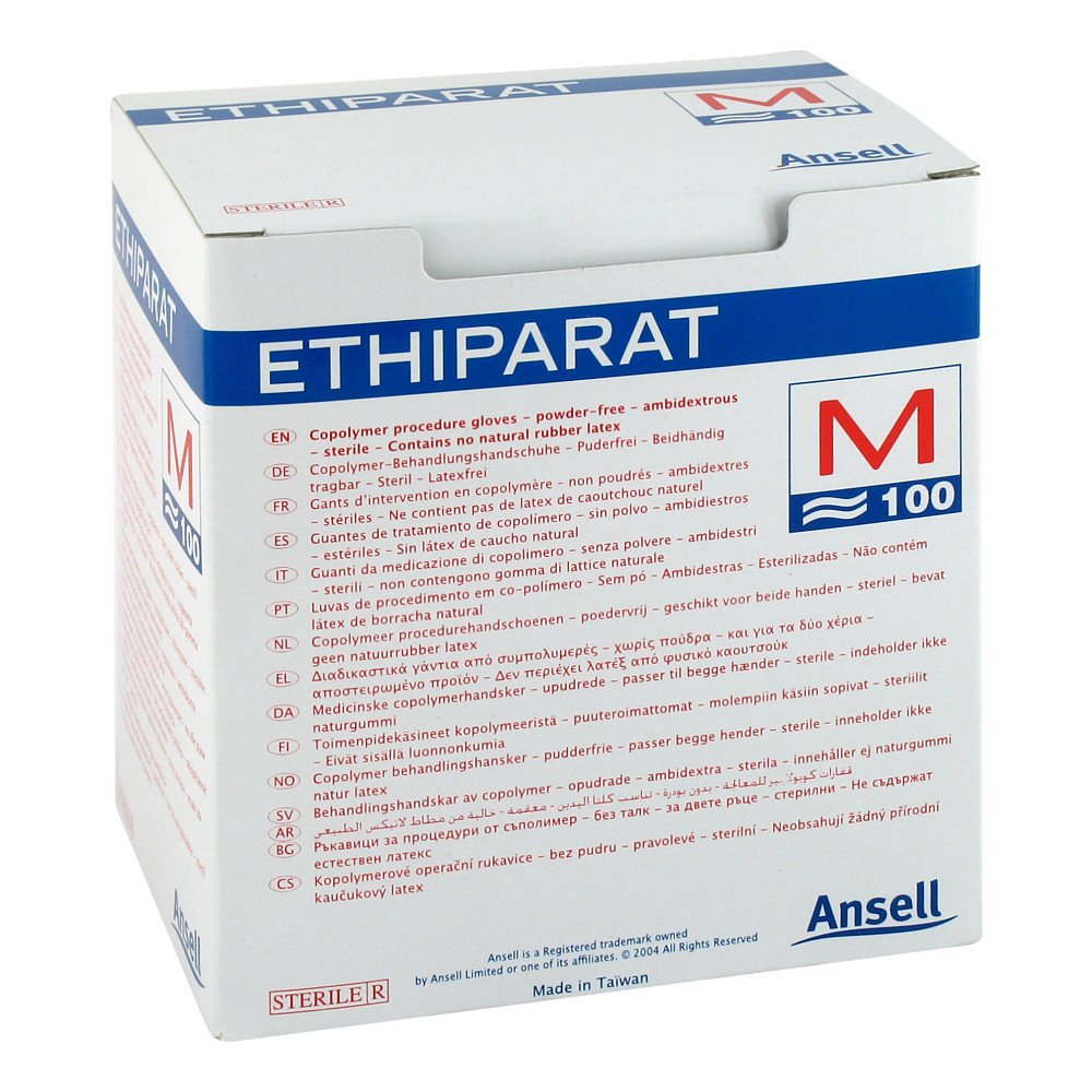 Das Produktfoto zeigt Ethiparat Untersuch.Handsch.Ster.Mittel M3345 (100 stk) PZN 00346603