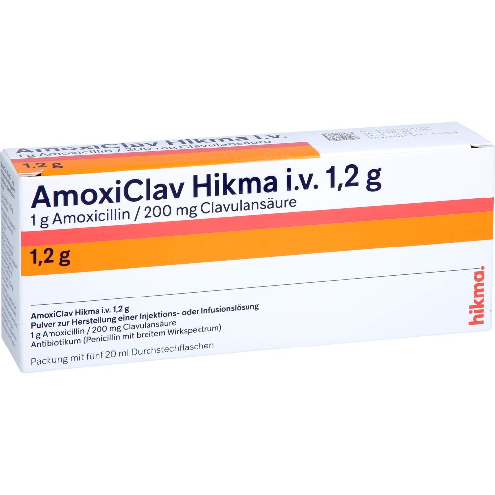 Amoxiclav Hikma I.V. 1,2 G Plv.Z.H.E.Inj.-/Inf.-L. (5 stk)