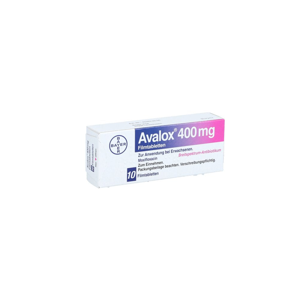 Das Produktfoto zeigt Avalox 400 Mg Filmtabletten (10 stk) PZN 00349599