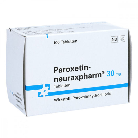 Das Produktfoto zeigt Paroxetin-Neuraxpharm 30 Mg Tabletten (100 stk) PZN 00351001