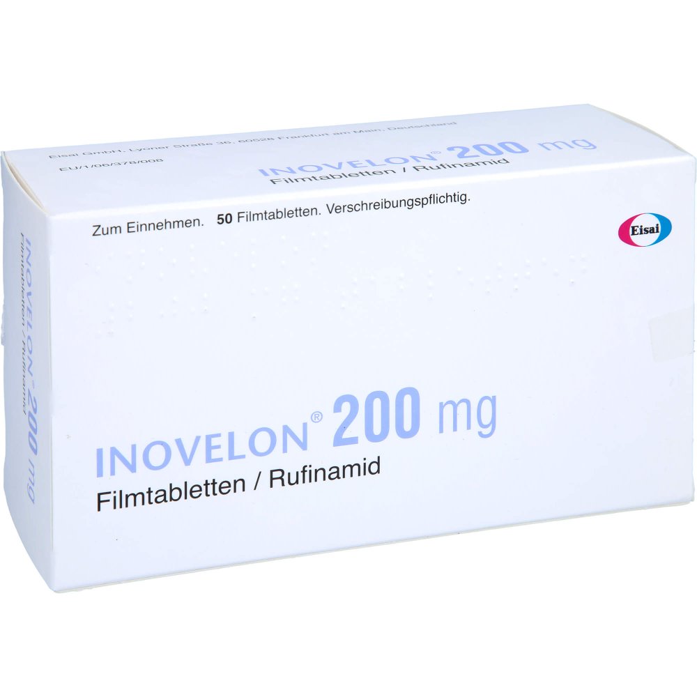 Das Produktfoto zeigt Inovelon Eisai 200 Mg Filmtabletten (50 stk) PZN 00361471