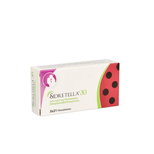 Das Produktfoto zeigt Sidretella 30 0,03 Mg/3 Mg Filmtabletten (3X21 stk) PZN 00365718