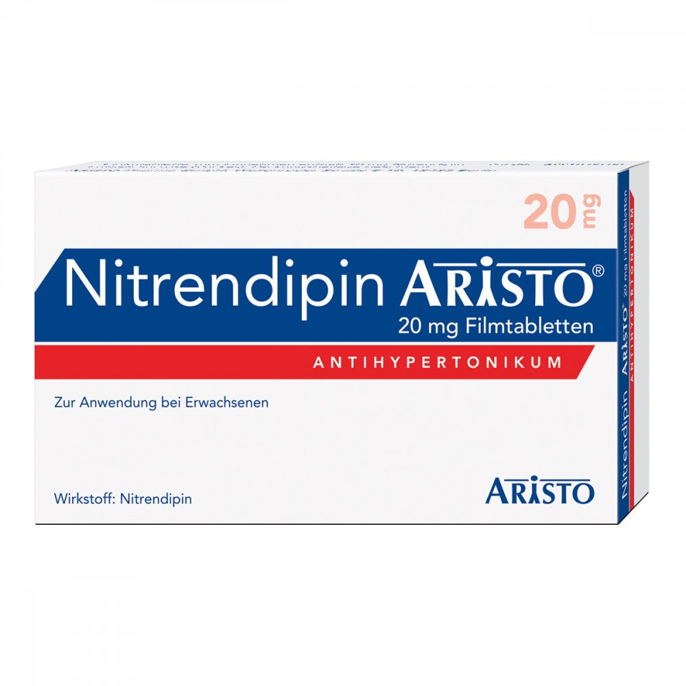 Das Produktfoto zeigt Nitrendipin Aristo 20 Mg Filmtabletten (50 stk) PZN 00366971