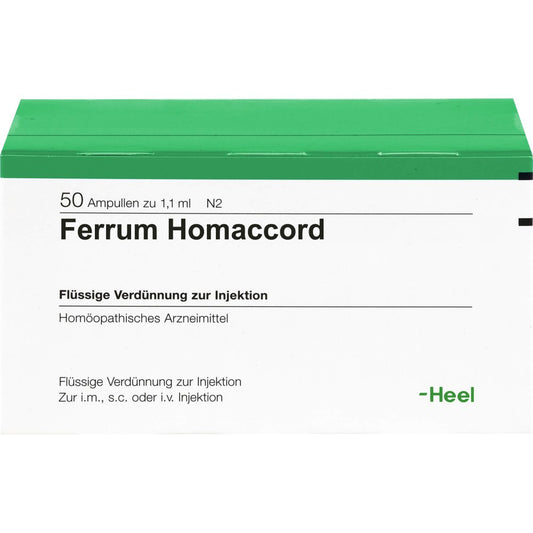 Das Produktfoto zeigt Ferrum Homaccord Ampullen (50 stk) PZN 00379896