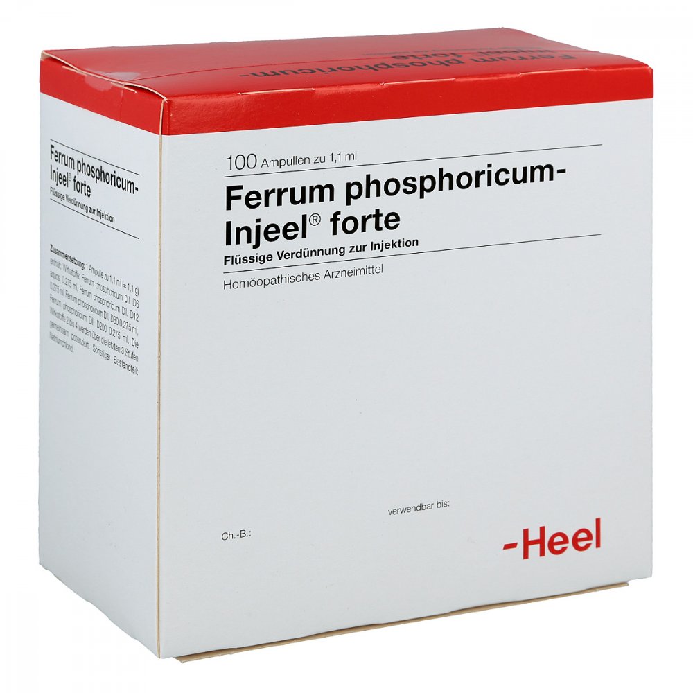 Das Produktfoto zeigt Ferrum Phosphoricum Injeel Forte Ampullen (100 stk) PZN 00380422