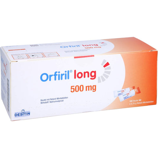 Das Produktfoto zeigt Orfiril Long 500 Mg Retard-Minitabletten Im Beutel (100 stk) PZN 00393583