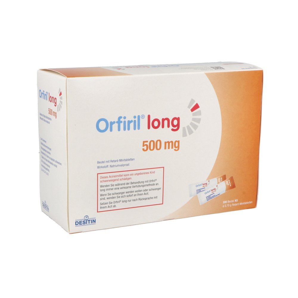 Das Produktfoto zeigt Orfiril Long 500 Mg Retard-Minitabletten Im Beutel (200 stk) PZN 00393614