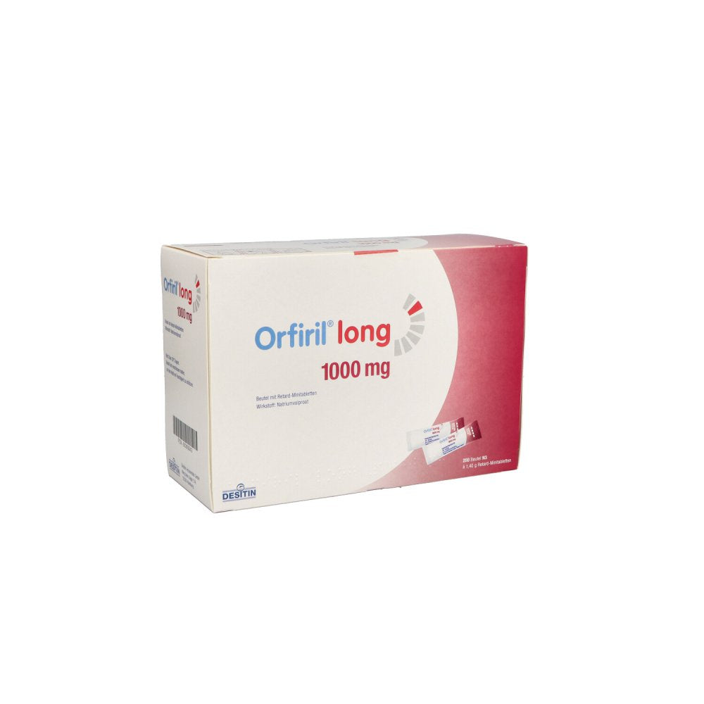 Das Produktfoto zeigt Orfiril Long 1000 Mg Retard-Minitabletten I.Beutel (200 stk) PZN 00393643