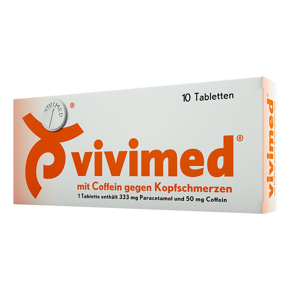 Das Produktfoto zeigt Vivimed Mit Coffein Gegen Kopfschmerzen Tabletten (10 stk) PZN 00410318