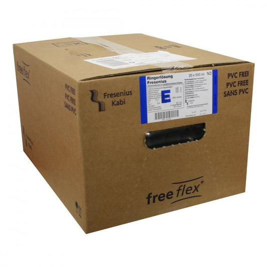 Das Produktfoto zeigt Ringer Lösung Free Flex Infusionslösung (20X500 ml) PZN 00412352