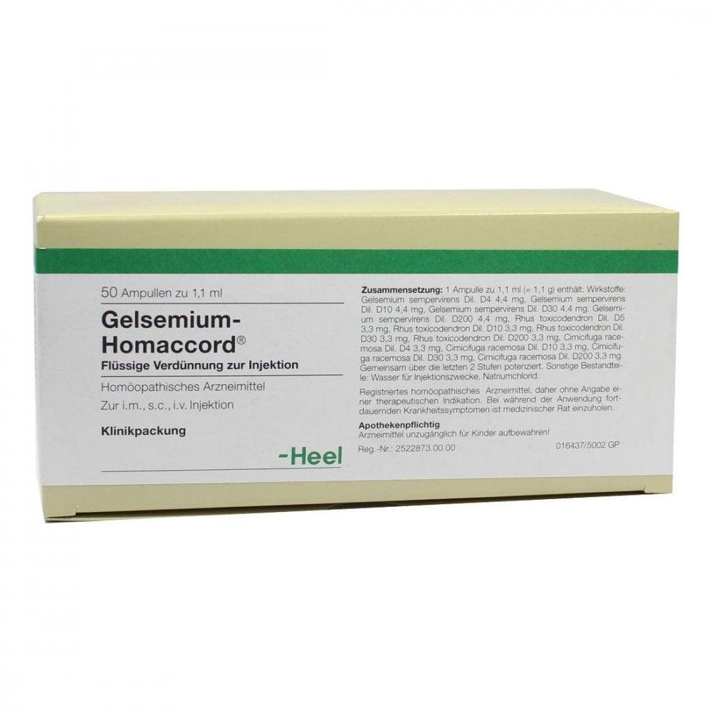 Das Produktfoto zeigt Gelsemium Homaccord Ampullen (50 stk) PZN 00412978