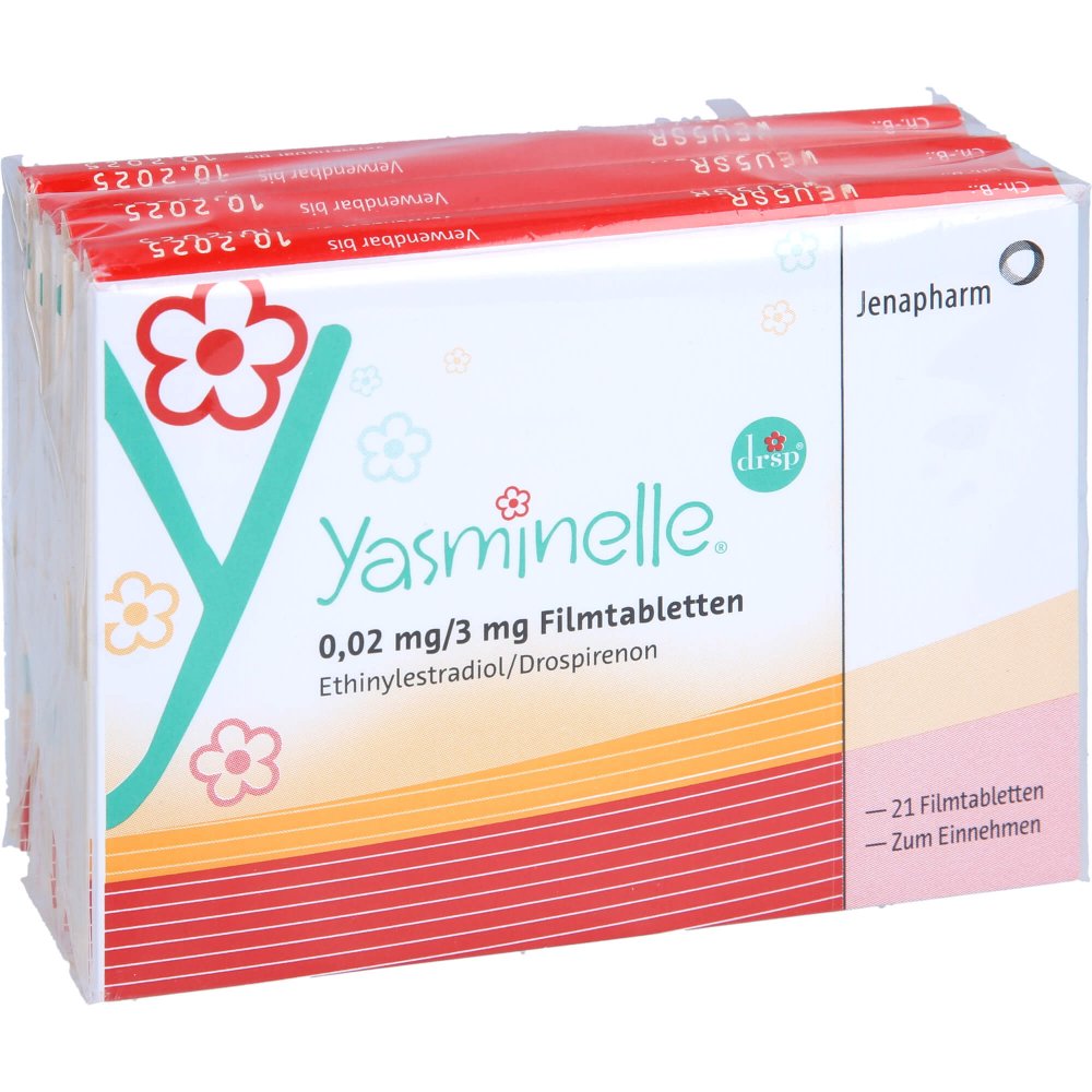 Das Produktfoto zeigt Yasminelle 0,02 Mg/3 Mg Filmtabletten (6X21 stk) PZN 00414440