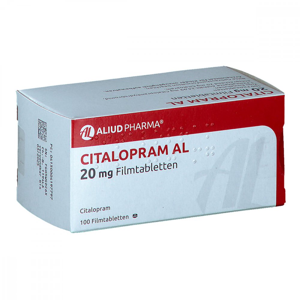 Das Produktfoto zeigt Citalopram Al 20 Mg Filmtabletten (100 stk) PZN 00419779