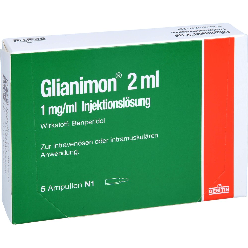 Das Produktfoto zeigt Glianimon Injektionslösung (5X2 ml) PZN 00421799