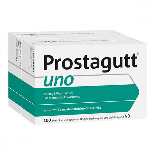 Das Produktfoto zeigt Prostagutt Uno Kapseln (2X100 stk) PZN 00424935