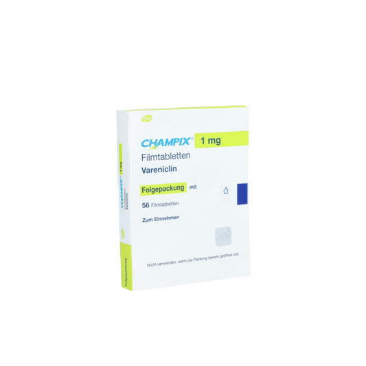 Das Produktfoto zeigt Champix 1 Mg Filmtabletten Folgepackung (56 stk) PZN 00425662