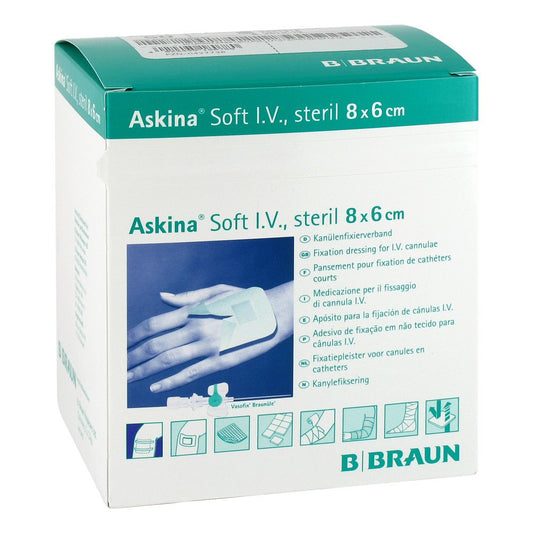 Das Produktfoto zeigt Askina Soft I.V. Wundverband 6x8 Cm (50 stk) PZN 00427738