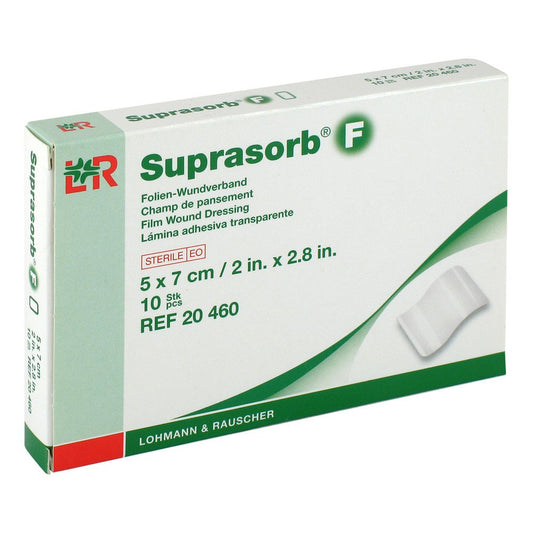 Das Produktfoto zeigt Suprasorb F Folien-Wundverb.5x7 Cm Steril (10 stk) PZN 00432998