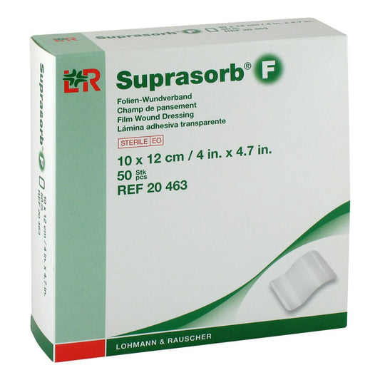 Das Produktfoto zeigt Suprasorb F Folien-Wundverb.10x12 Cm Steril (50 stk) PZN 00433029
