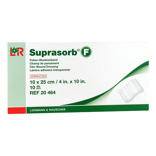 Das Produktfoto zeigt Suprasorb F Folien-Wundverb.10x25 Cm Steril (10 stk) PZN 00433035