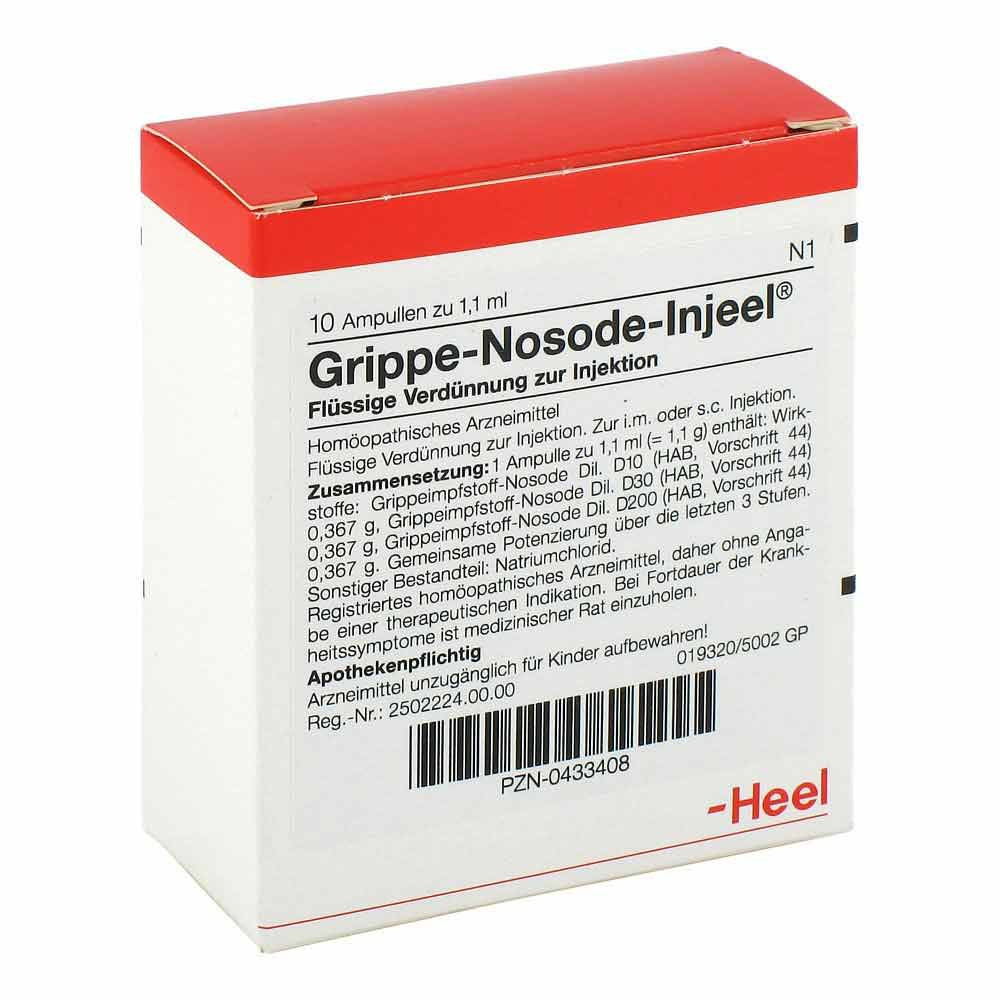 Das Produktfoto zeigt Grippe Nosode Injeel Ampullen (10 stk) PZN 00433408