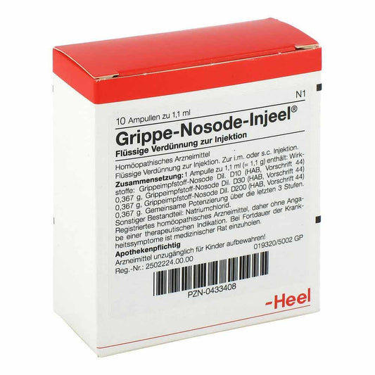 Das Produktfoto zeigt Grippe Nosode Injeel Ampullen (10 stk) PZN 00433408