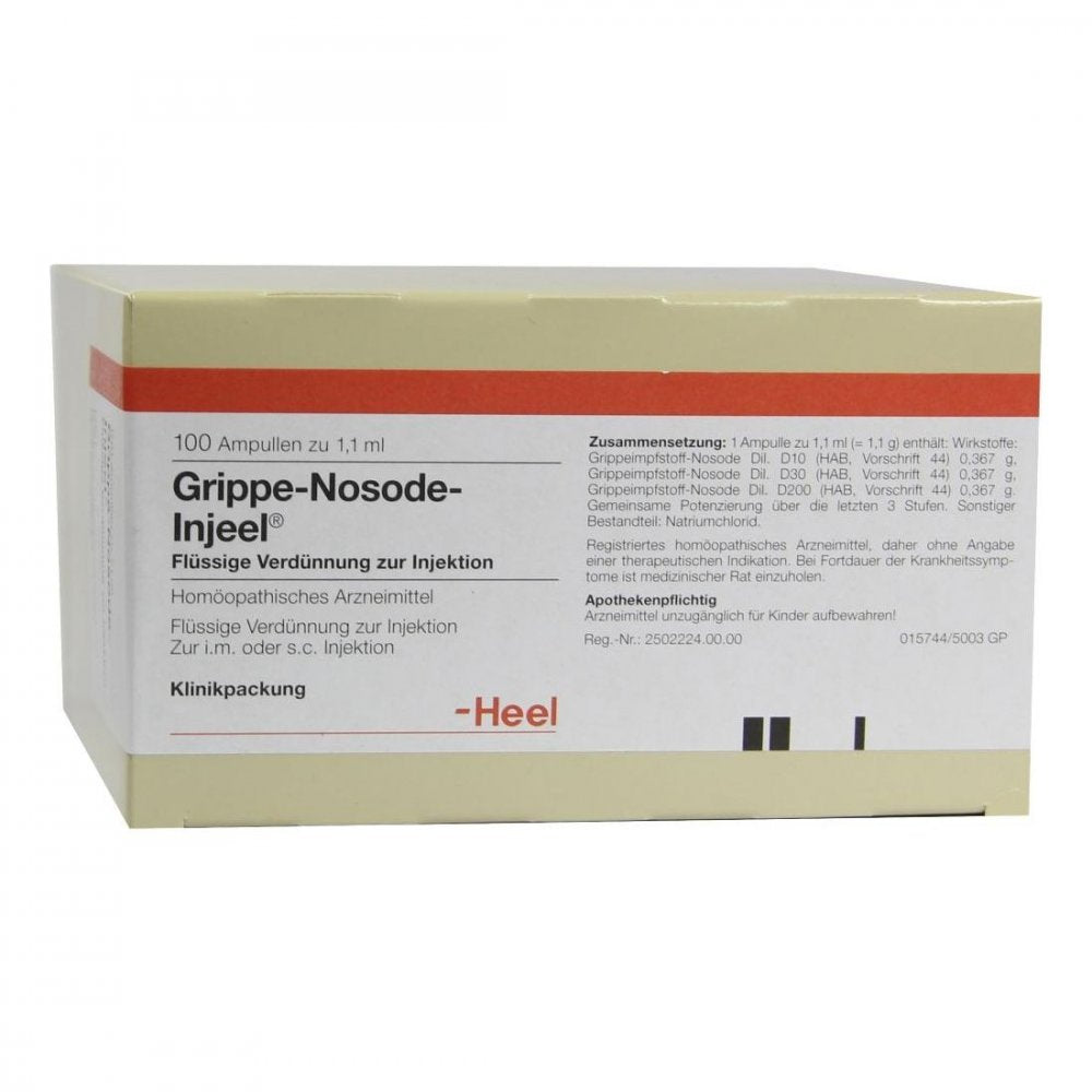 Das Produktfoto zeigt Grippe Nosode Injeel Ampullen (100 stk) PZN 00433420