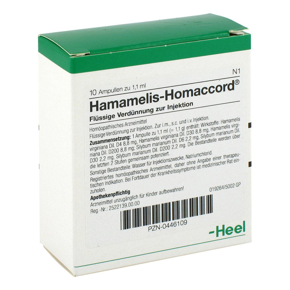 Das Produktfoto zeigt Hamamelis Homaccord Ampullen (10 stk) PZN 00446109