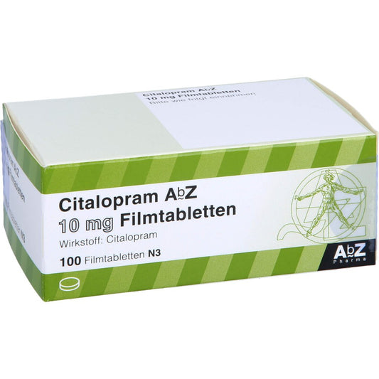 Das Produktfoto zeigt Citalopram Abz 10 Mg Filmtabletten (100 stk) PZN 00453368